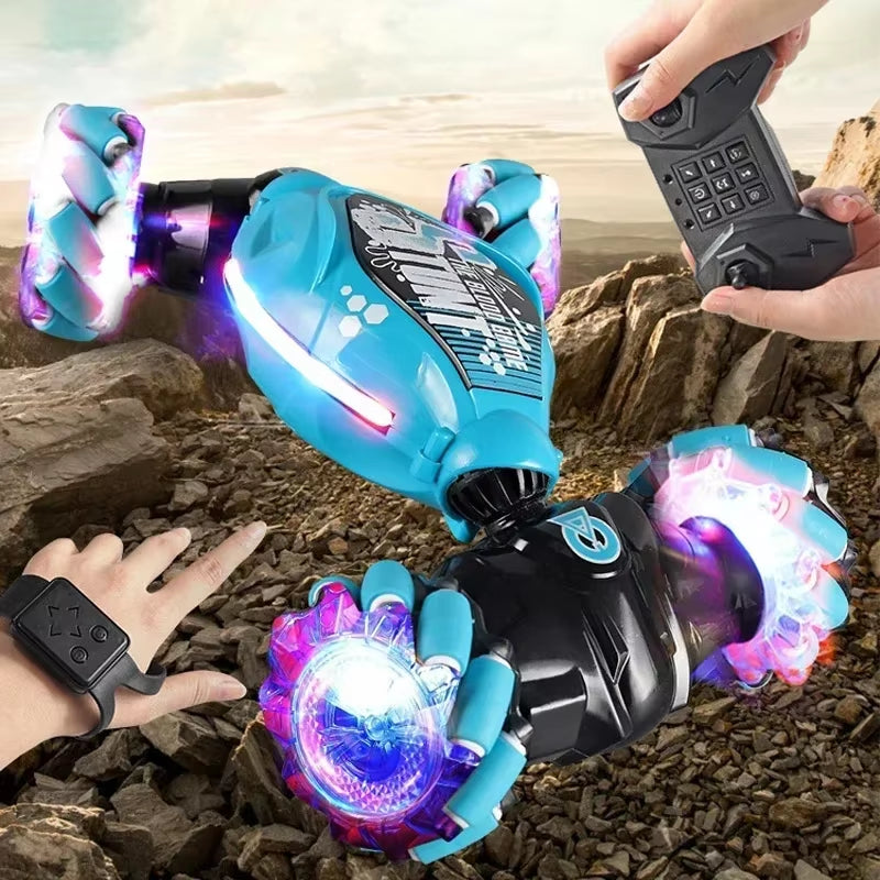 4WD Gesture-Controlled Stunt Drift Car with LED Lights – Twist & Transform RC Toy for Kids - Zoomed Image 4