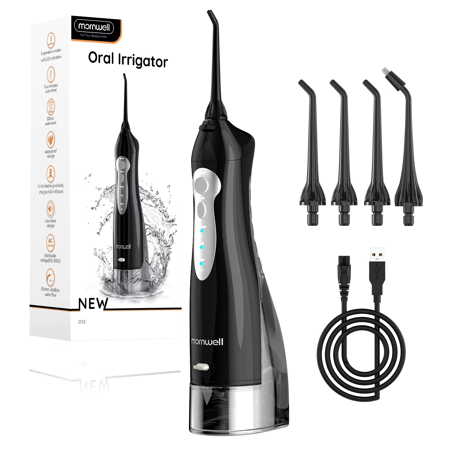 🦷 Oral Irrigator D52 – Rechargeable Water Flosser for Teeth Cleaning (300ML, 3 Modes) - Zoomed Image 12