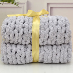 Handmade Chunky Chenille Knitted Blanket – Thick, Cozy, and Stylish Sofa Throw - Thumbnail 1