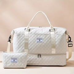 2Pcs Set Large Capacity Travel Duffel Bag with Shoe Compartment and Cosmetic Pouch - Thumbnail 3