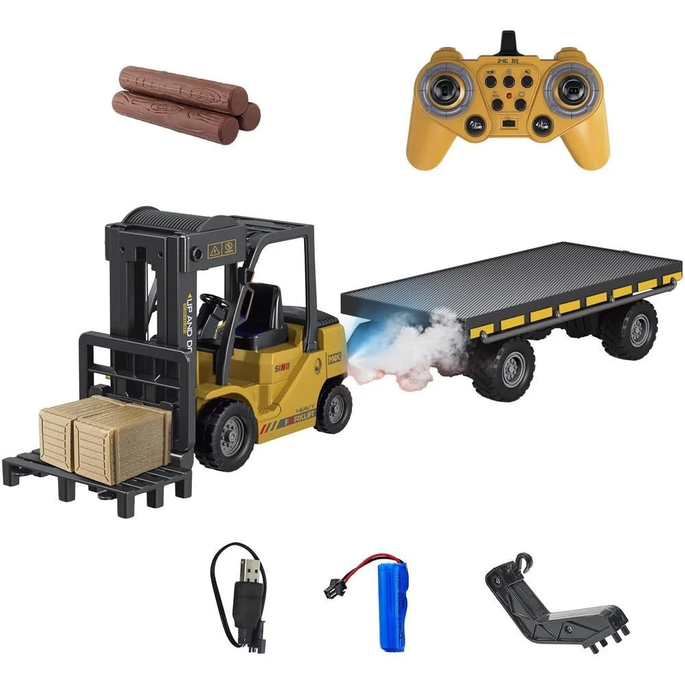 🚧 RC Forklift & Crane Truck – 11CH Remote Control Engineering Vehicle with Mist Spray, Lights & Sound (1:24 Scale) - Zoomed Image 9