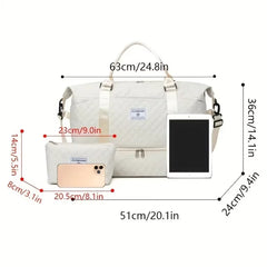 2Pcs Set Large Capacity Travel Duffel Bag with Shoe Compartment and Cosmetic Pouch - Thumbnail 5