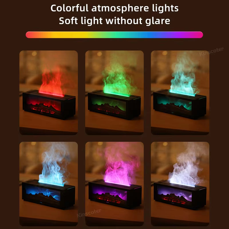 🔥 Colorful Flame Fireplace Aroma Diffuser – 150ml | Remote Control, LED Flames, Waterless Auto-Off - Zoomed Image 4