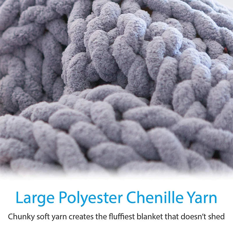 Handmade Chunky Chenille Knitted Blanket – Thick, Cozy, and Stylish Sofa Throw - Zoomed Image 4
