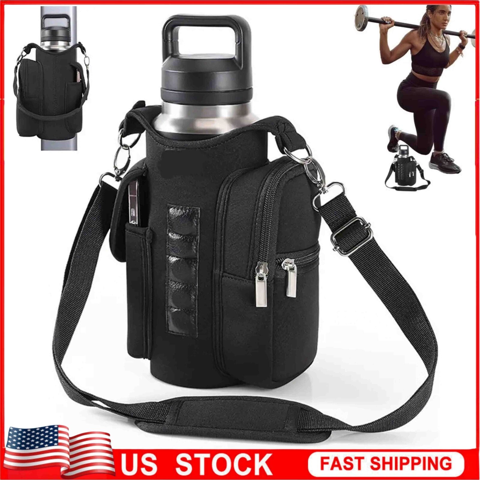 Magnetic Gym Holder Bag – Water Bottle & Gear Storage Sling - Zoomed Image 1