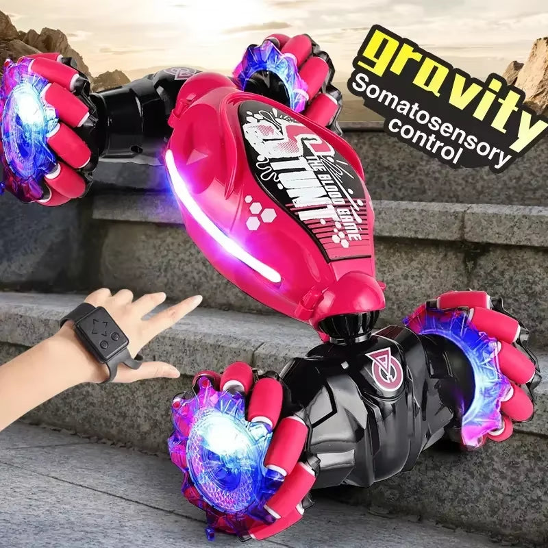 4WD Gesture-Controlled Stunt Drift Car with LED Lights – Twist & Transform RC Toy for Kids - Zoomed Image 5