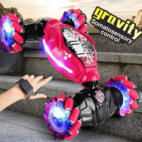 4WD Gesture-Controlled Stunt Drift Car with LED Lights – Twist & Transform RC Toy for Kids - Image 5