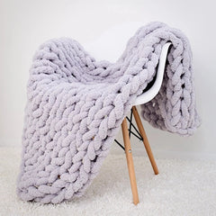 Handmade Chunky Chenille Knitted Blanket – Thick, Cozy, and Stylish Sofa Throw - Thumbnail 2