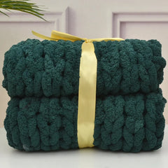 Handmade Chunky Chenille Knitted Blanket – Thick, Cozy, and Stylish Sofa Throw - Thumbnail 9
