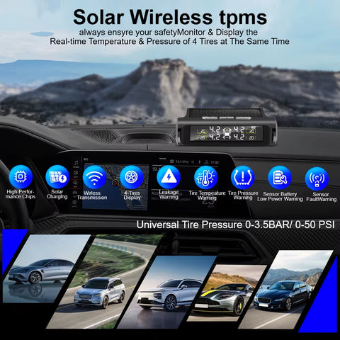 🚘 Car TPMS Tyre Pressure Monitoring System – Solar Powered, Wireless, Digital LCD Display - Image 4