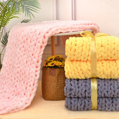 Handmade Chunky Chenille Knitted Blanket – Thick, Cozy, and Stylish Sofa Throw - Thumbnail 3
