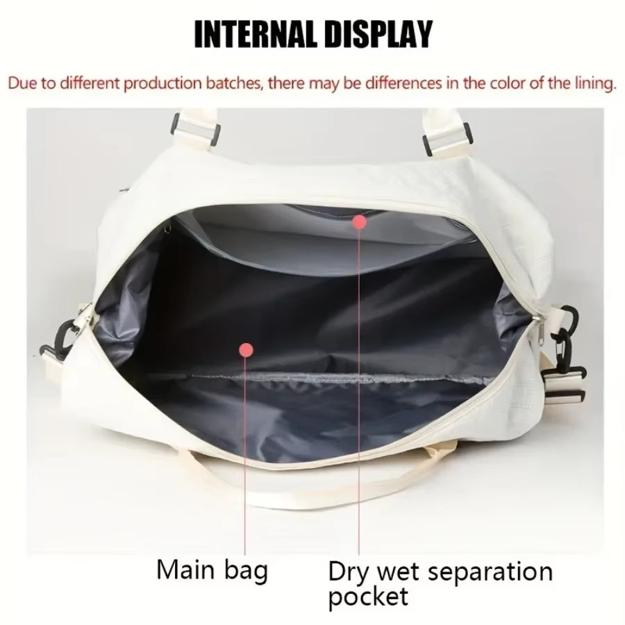 2Pcs Set Large Capacity Travel Duffel Bag with Shoe Compartment and Cosmetic Pouch - Zoomed Image 6