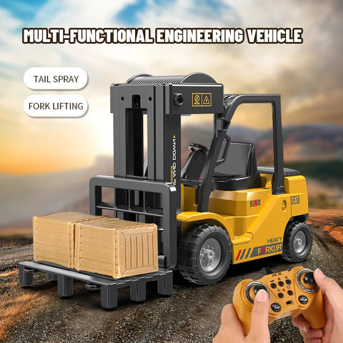🚧 RC Forklift & Crane Truck – 11CH Remote Control Engineering Vehicle with Mist Spray, Lights & Sound (1:24 Scale) - Image 3