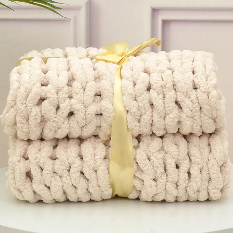 Handmade Chunky Chenille Knitted Blanket – Thick, Cozy, and Stylish Sofa Throw - Image 10