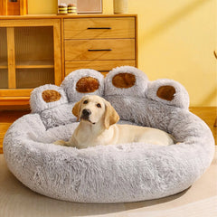 🐾 Giant Paw-Shaped Plush Dog Bed – Fluffy Sofa Kennel for Dogs & Cats - Thumbnail 2