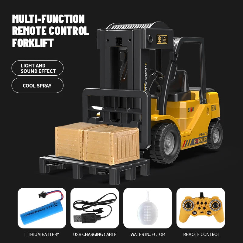 🚧 RC Forklift & Crane Truck – 11CH Remote Control Engineering Vehicle with Mist Spray, Lights & Sound (1:24 Scale) - Zoomed Image 7