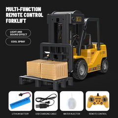 🚧 RC Forklift & Crane Truck – 11CH Remote Control Engineering Vehicle with Mist Spray, Lights & Sound (1:24 Scale) - Thumbnail 7