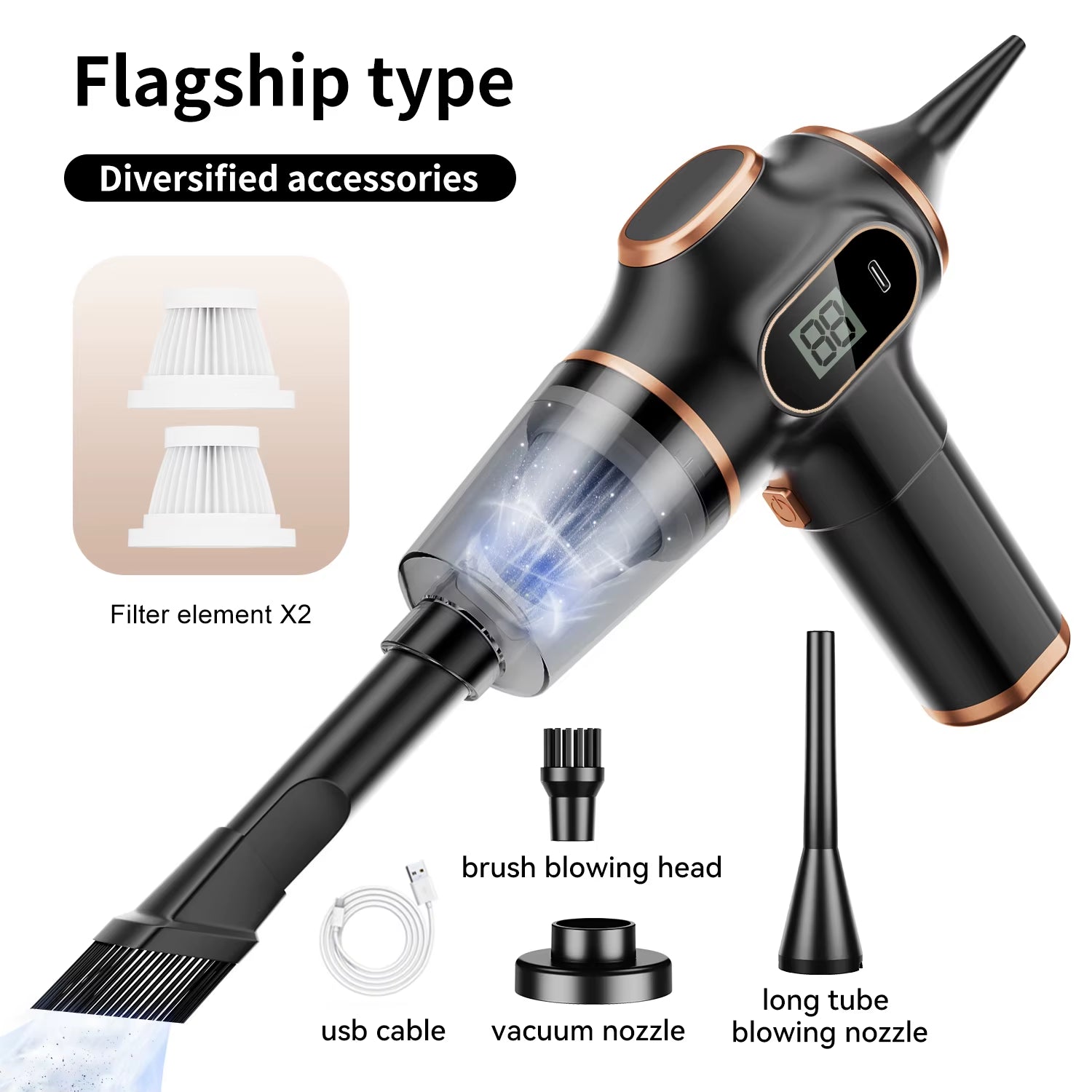 Portable Wireless Car Vacuum Cleaner – 95000PA Suction Power Black (10) | Buy Online at Dhonv3li