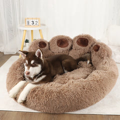 🐾 Giant Paw-Shaped Plush Dog Bed – Fluffy Sofa Kennel for Dogs & Cats - Thumbnail 3