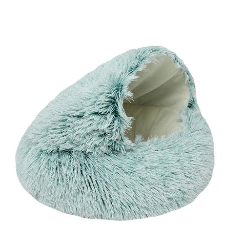 2-in-1 Plush Donut Pet Bed for Cats & Small Dogs – Warm Nest House with Hooded Cover - Image 12