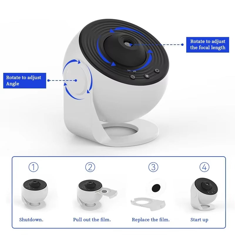 🌌 LED Galaxy Projector – Starry Sky 360° Rotating Night Light for Kids & Home - Zoomed Image 7