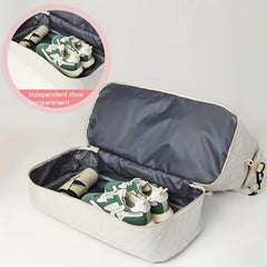 2Pcs Set Large Capacity Travel Duffel Bag with Shoe Compartment and Cosmetic Pouch - Thumbnail 8