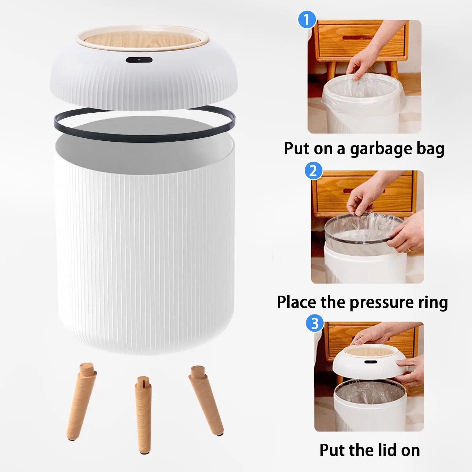 Automatic Smart Trash Can with Motion Sensor Lid – Compact, Stylish & Odor-Sealed for Bathroom, Bedroom, Kitchen & Office - Zoomed Image 6