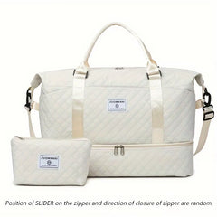 2Pcs Set Large Capacity Travel Duffel Bag with Shoe Compartment and Cosmetic Pouch - Thumbnail 12